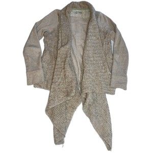 Saturday Sunday Anthropologie Beige Waterfall Open Front Cardigan Medium